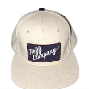 NEFF Company Logo Snapback Flat Bill Hat LINEN Blend  EXCELLENT Condition OSFM